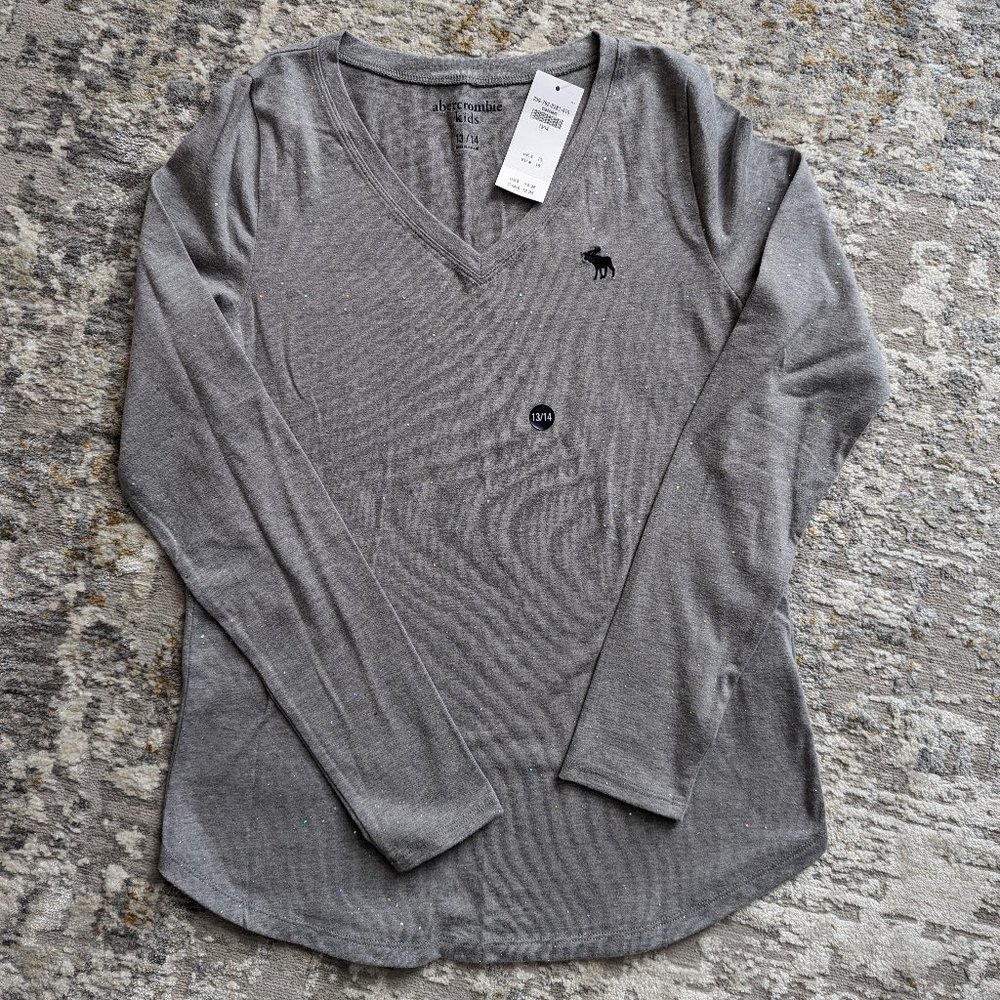 Girls Abercrombie sparkle long sleeve shirt sz 13/14